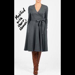 Cotton knit wrap midi dress